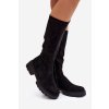 Dámske čižmy z eco semišu čierne oceana / 5828-1 BLACK (Veľkosť 40)