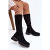 Dámske čižmy z eco semišu čierne oceana / 5828-1 BLACK (Veľkosť 36)