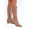 čižmy kovbojky Dámske khaki jazelle / 5868 KHAKI (Veľkosť 36)