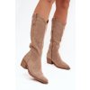 čižmy kovbojky Dámske khaki jazelle / 5868 KHAKI (Veľkosť 36)