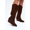 Kožené semišové čižmy Dievčenské Zateplené čokoládovo hnedé urselle / 6396 BROWN (Veľkosť 36)