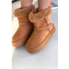 Dámske snehule na platforme s remienkom a kožušinou camel jesella / C877 CAMEL (Veľkosť 36)