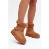 Dámske snehule na platforme s remienkom a kožušinou camel jesella / C877 CAMEL (Veľkosť 36)