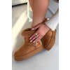 Dámske snehule na platforme s remienkom a kožušinou camel jesella / C877 CAMEL (Veľkosť 36)