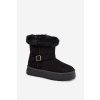 Dámske snehule na platforme s remienkom a umelým kožušinou czarne jesella / C877 BLACK (Veľkosť 37)