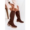 Otevřené Dámske vysoké členkové topánky na kostku čokoládovo hnedé helinna / NS596P BROWN (Veľkosť 36)
