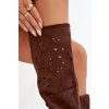 Otevřené Dámske vysoké členkové topánky na kostku čokoládovo hnedé helinna / NS596P BROWN (Veľkosť 36)