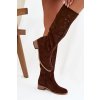 Otevřené Dámske vysoké členkové topánky na kostku čokoládovo hnedé helinna / NS596P BROWN (Veľkosť 36)