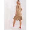 Dámske tmavo-béžove šaty s volánom kód produktu EM-SK-HS-21-489.85 (Farba Tmavo-béžová, Veľkosť S)