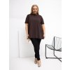 Dámska blúzka plus size tmavo-hnedá RV-BZ-7923-1.34P (Farba Tmavo-hnedá, Veľkosť ONE SIZE)