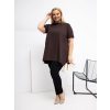 Dámska blúzka plus size tmavo-hnedá RV-BZ-7923-1.34P (Farba Tmavo-hnedá, Veľkosť ONE SIZE)