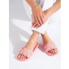 Ružové dámske šľapky na nízkej podrážke Shelvt kod CCC -1- G259P (Veľkosť 37.5)