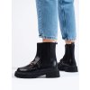 Čierne dámske členkové topánky workery na nízkej podrážke Shelvt kod CCC -1- SS64B (Veľkosť 37.5)