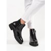 Čierne dámske členkové topánky na nízkej podrážke Sergio leone kod CCC -1- BT560B/PU (Veľkosť 37.5)