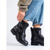 Čierne dámske členkové topánky workery na nízkej podrážke Shelvt kod CCC -1- 88018-2B (Veľkosť 37.5)