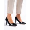 Čierne dámske lodičky na hrubom podpätku Goodin kod CCC -1- GD-DO-32B/PATENT (Veľkosť 37.5)