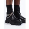 Čierne dámske členkové topánky workery na nízkej podrážke Shelvt kod CCC -1- D7889B (Veľkosť 37.5)