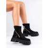 Čierne dámske členkové topánky na nízkej podrážke Shelvt kod CCC -1- A9511N-B (Veľkosť 37.5)