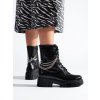 Čierne dámske členkové topánky workery na nízkej podrážke Shelvt kod CCC -1- HXZ22-45B (Veľkosť 37.5)