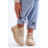 Béžové dámske tenisky TA28 BEIGE na platforme zo šnúrovaním a textilným vnútorným materiálom. (Veľkosť 36)