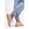 Béžové dámske tenisky TA28 BEIGE na platforme zo šnúrovaním a textilným vnútorným materiálom. (Veľkosť 36)