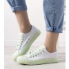 Biele dámske tenisky so zelenými detailmi, kód produktu B85M-3 - Green (Veľkosť 36)