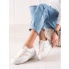 Biele dámske tenisky z eko kože na plochej podrážke Shelovet 28521W/KH (Veľkosť 35.5)