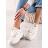 Biele dámske tenisky z eko kože na plochej podrážke Shelovet 28521W/KH (Veľkosť 35.5)