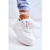 Biele dámske tenisky z eko kože s perforáciou a korálkami, kód produktu NJSK BL293 WHT (Veľkosť 36)