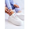 Biele dámske tenisky z eko kože s perforáciou a korálkami, kód produktu NJSK BL293 WHT (Veľkosť 36)