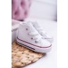 Biele detské tenisky z textilného materiálu, kód produktu NJSK 80090 WHITE (Veľkosť 18)