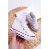 Biele detské tenisky z textilného materiálu, kód produktu NJSK 80090 WHITE (Veľkosť 18)