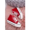 Červené detské vysoké tenisky na zips s textilným materiálom, kód produktu NJSK 80090-1C (Veľkosť 18)