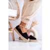 Čierne dámske espadrilky z eko semiše na platforme s textilnou stielkou, kód produktu NJSK L190 MO-1 BLACK (Veľkosť 36)