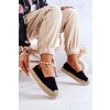 Čierne dámske espadrilky z eko semiše na platforme s textilnou stielkou, kód produktu NJSK L190 MO-1 BLACK (Veľkosť 36)