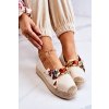 Hnedé dámske espadrilky z eko kože s copom a retiazkami na rovnej podrážke, kód obuvi NJSK JH215 L.BEIGE (Veľkosť 36)