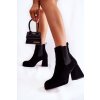 Semišové boty na masivním podpatku Laura Messi 2519 Černá (Veľkosť 39)