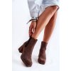 Členkové topánky na podpätku  hnedé kód obuvi 2519 523 BROWN (Veľkosť 39)