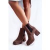 Členkové topánky na podpätku  hnedé kód obuvi 2519 523 BROWN (Veľkosť 39)