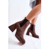 Členkové topánky na podpätku  hnedé kód obuvi 2519 523 BROWN (Veľkosť 39)