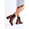 Členkové topánky na podpätku  hnedé kód obuvi 2519 523 BROWN (Veľkosť 39)