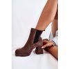 Členkové topánky na podpätku  hnedé kód obuvi 2519 523 BROWN (Veľkosť 39)