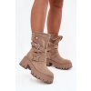 Dámské boty na robustním podpatku s přezkami a páskem béžové Nerelisa (Veľkosť 38)