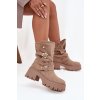 Dámské boty na robustním podpatku s přezkami a páskem béžové Nerelisa (Veľkosť 38)