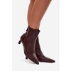 Dámské kozačky z pravé kůže na podpatku D&A CR52-661 bordó (Veľkosť 36)