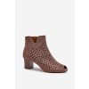 Dámské Botky Z Ekologického Semiše Na Podpatku S Otevřenými Prsty Hnědé Halania (Veľkosť 40)