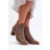 Dámské Botky Z Ekologického Semiše Na Podpatku S Otevřenými Prsty Hnědé Halania (Veľkosť 40)