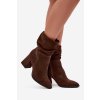 Kozačky z přírodního semiše zateplené na podpatku s vráskou Zazoo 4216 Čokoládové (Veľkosť 35)