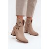 Kožené dámenské vzorované boty na podpatku Zazoo 3647 světle béžové (Veľkosť 35)