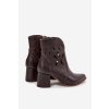 Kožené otevřené dámské kotníkové boty na podpatku Zazoo 3647 čokoládové (Veľkosť 35)